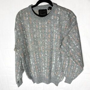 Vintage Dapper Dan Grey Peach Crew Neck Dad Sweater S